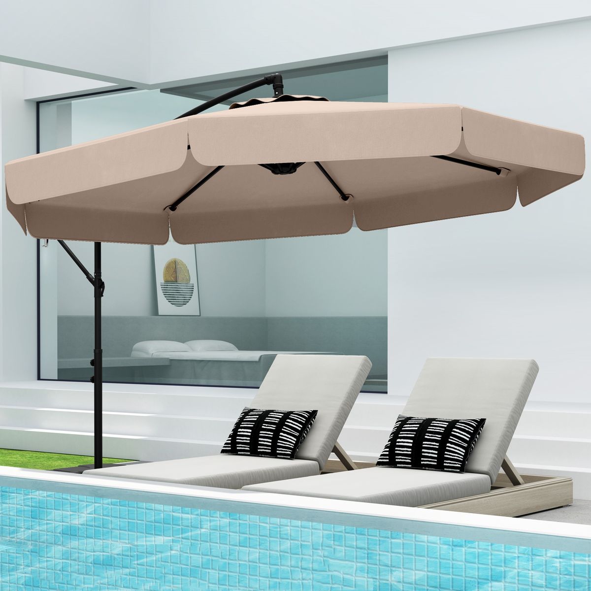 Coast Hangparasol - 305 cm diameter - In hoogte verstelbaar - Inclusief beschermhoes - Beige