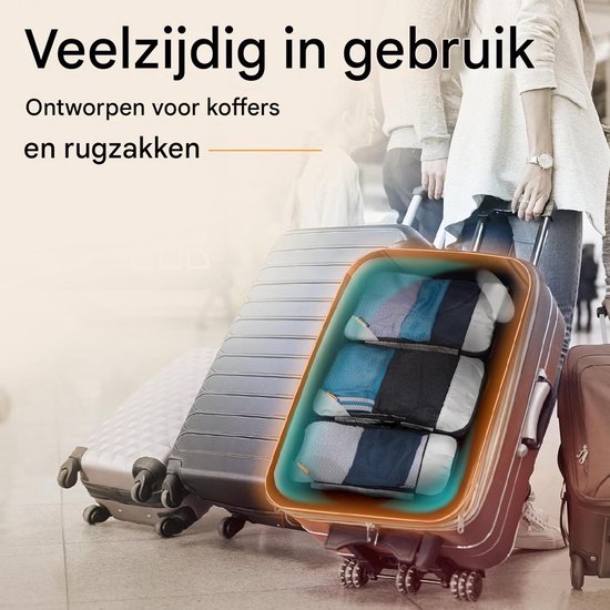 Packing Cubes met compressie voor koffer en rugzak incl. pakzak, Olive Odyssey - Groen