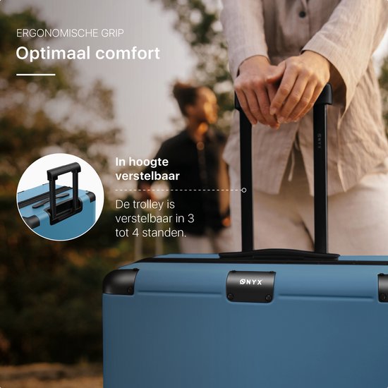 ONYX Hybrid Pro Check-in Koffer Large 100 Liter - Gerecycled Polycarbonaat en Ritsloos Design - Reiskoffer met TSA-slot en Spinner wielen - Lichtgewicht Trolley met Laptopvak - Glacier Blue