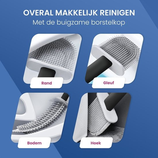 Roegaarden WC Borstel met Houder – Toiletborstel – Siliconen – Vrijstaand En Hangend – Zwart