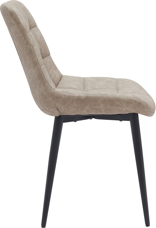 VVD eetkamerstoel - beige - zwart - metalen frame - industrieel - set van 2