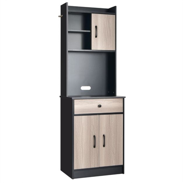 Coast Houten keukenkast met lade - Verstelbare planken - Grote open ruimte - 60 x 40 x 180 cm - Zwart