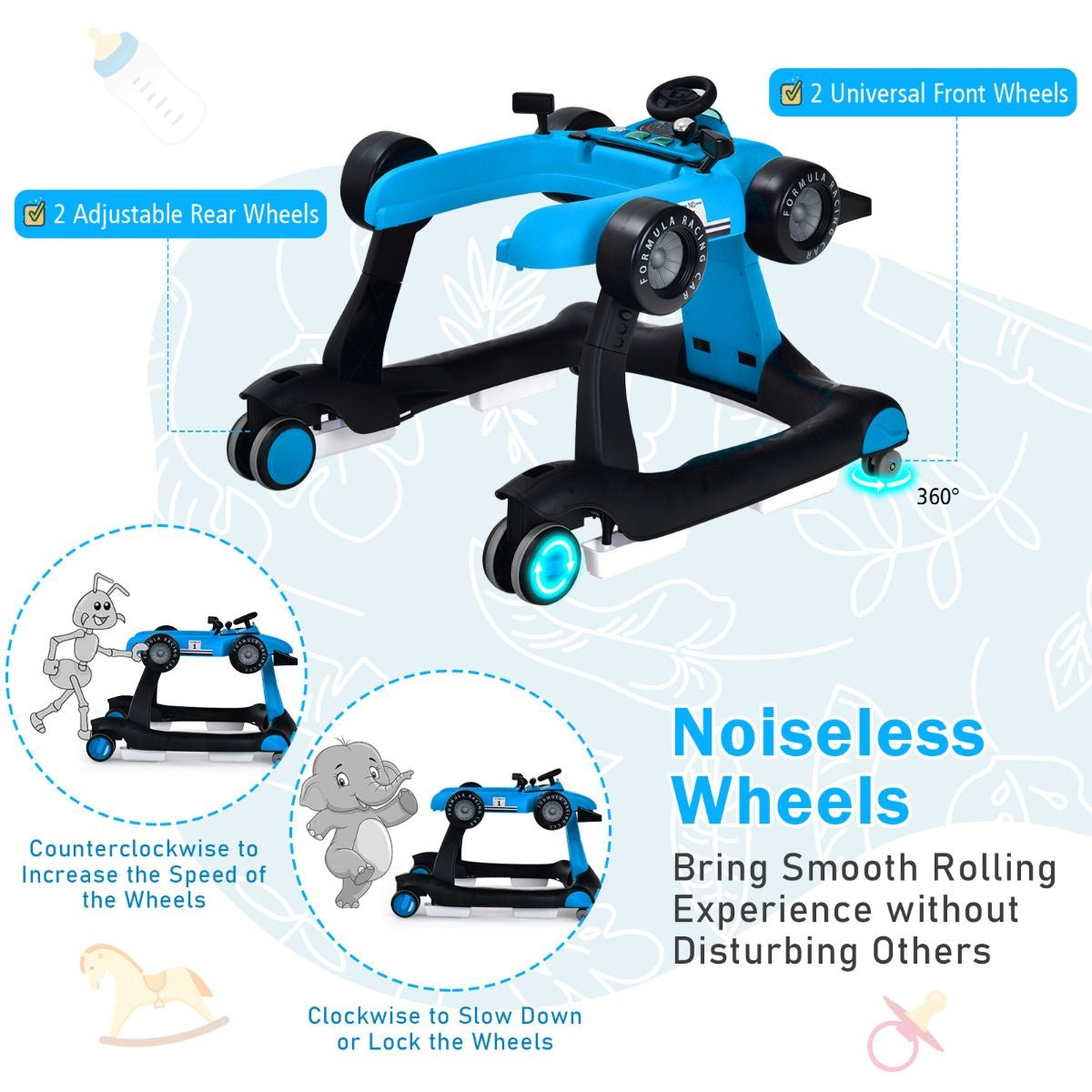 Coast 4 in-1 Loopauto met Instelbare Hoogte - Blauw