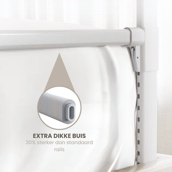 Babietec Bedhekje Verstelbaar Inklapbaar – Extra Lang 150cm – Bedrail – Boxspring – Uitvalbescherming – Bedrek - Donkergrijs