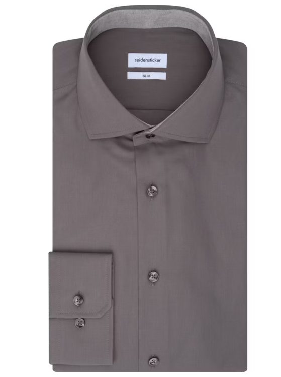 Seidensticker – Business Shirt – Maat 41 & Spread Kent Kraag – Voorzien Van Strijkvrije Afwerking En Verstelbare Manchetten – Voor Formele En Zakelijke Gelegenheden – Antraciet Katoen