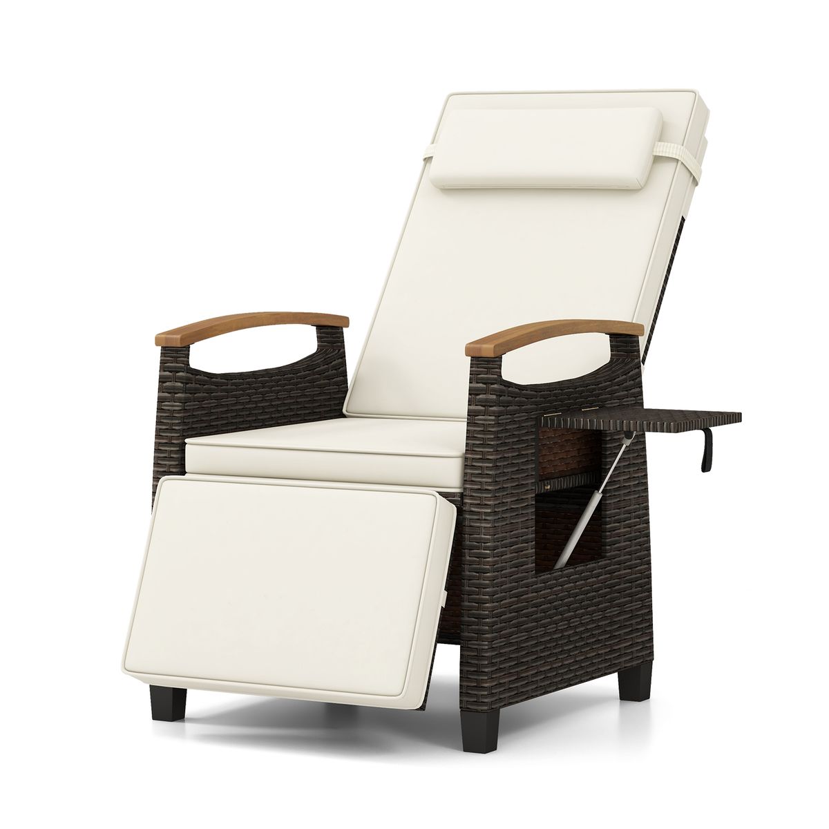 Coast Relaxstoel van rattan - verstelbare rugleuning en voetensteun - wit - set van 1