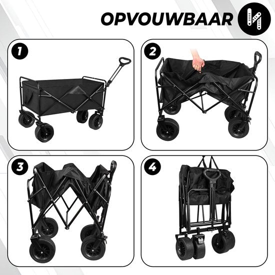 Outbee Bolderkar - Bolderkar Opvouwbaar - Bolderwagen - 100kg Draagvermogen - 100Liter Inhoud - Zwart