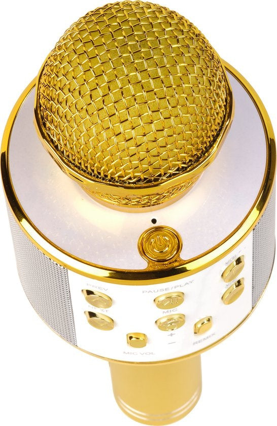 Denver Karaoke Microfoon Bluetooth - Draadloos - Karaoke Set - Ingebouwde Speaker - AUX - MicroSD - KMS20 - Goud