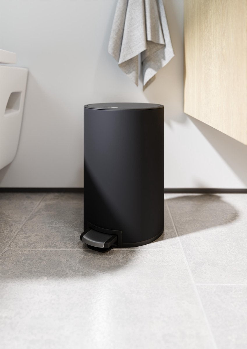 StangVollby Kallax Prullenbak 5 Liter - Zwarte Badkamer Pedaalemmer - Kleine Prullenbak met Soft Close Deksel - Toilet Vuilnisbak - Afvalemmer Klein - Vuilbak