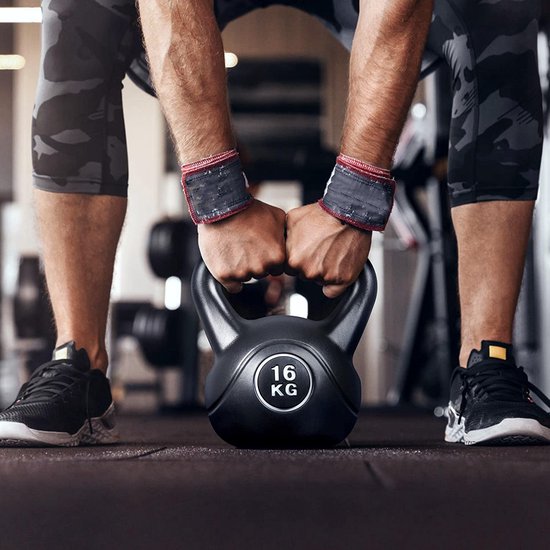 Yaheetech Kettlebell 16 kg – Kunststof met Cementvulling – Brede Handgreep – Zwart