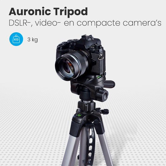 Auronic Statief - Camera - Telefoon - Iphone - Tripod met Smartphonehouder - Zilvergrijs