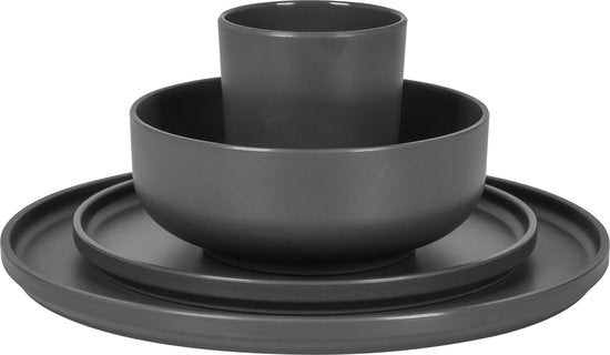 Bo-Camp - Industrial - Servies - Patom - 16 Stuks - Antraciet