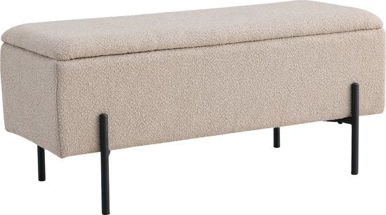 House Nordic Bankje Watford Bouclé met Opslag Beige 95x36,5x46cm