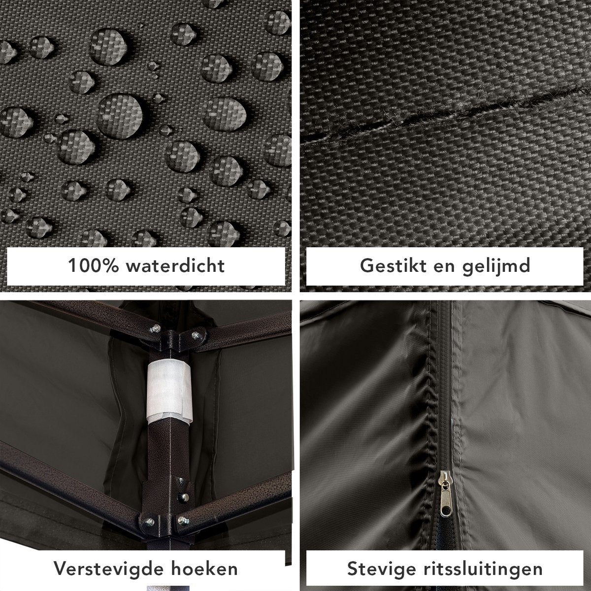 LifeGoods Partytent - 3x3 m - Antraciet - Easy Up Paviljoen met Zijwanden - Draagtas