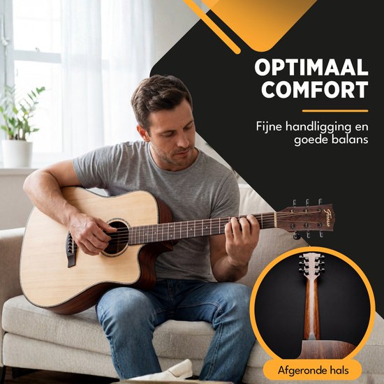 Finesse Elektrische Akoestische Gitaar met Versterker - met Videocursus - 4/4 41 inch - Accessoires - Volwassenen - Kind