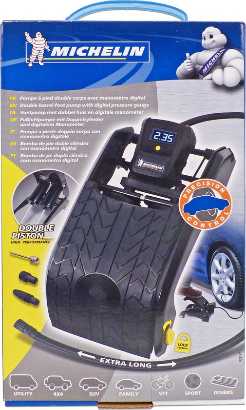 Michelin Dubbele Voetpomp met Digitale Drukmeter - 7 bar