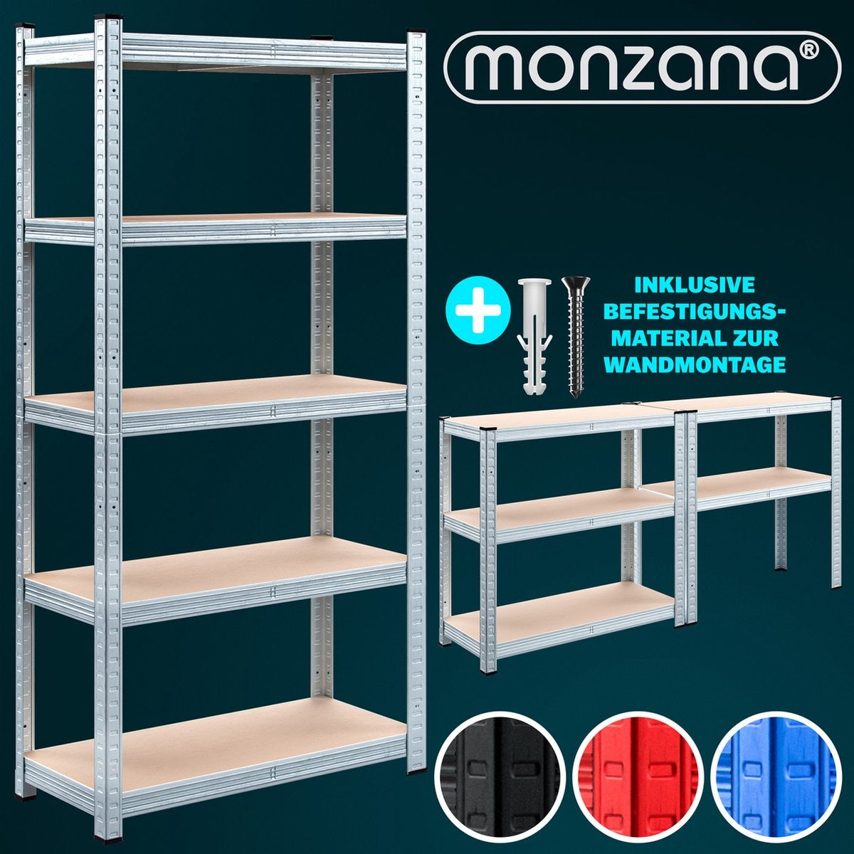 Stellingkast Set van 2 - 180x90x40cm Metaal MDF 1750kg – Zilver