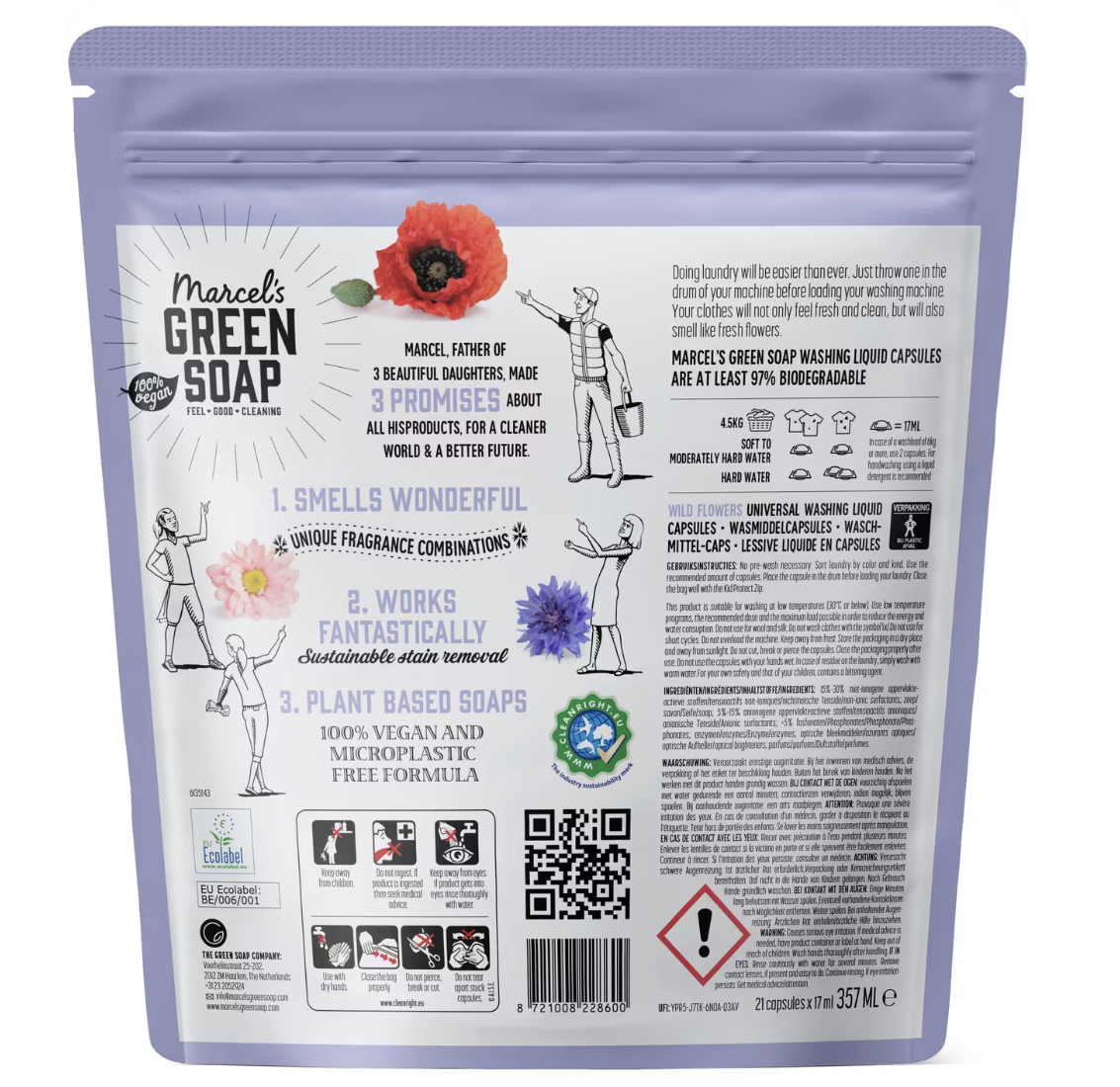 Marcel's Green Soap Universele Wascapsules Wilde Bloemen - 105 stuks