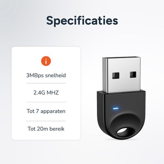 Skoov Bluetooth Adapter voor USB - Laptop & PC - Voor muis, koptelefoon, keyboard, speaker etc - Dongle - Stick - Plug - Zender - Receiver - Accessoires