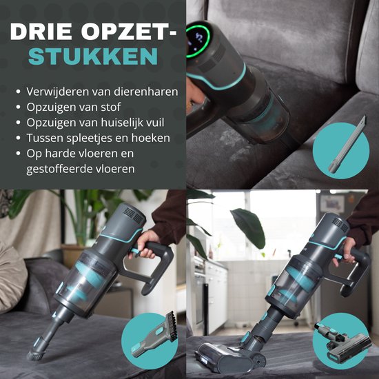Achaté Draadloze stofzuiger – 4 Opzetstukken – 300W – 25,9V – 2,5 kg – Zwart
