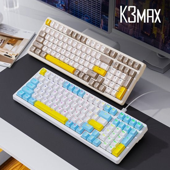 Fuegobird K3MAX Mechanisch Gaming Toetsenbord - 100keys - Gasket Mod - Rode Switch - QWERTY - Mechanical RGB Backlight Keyboard - Lemon