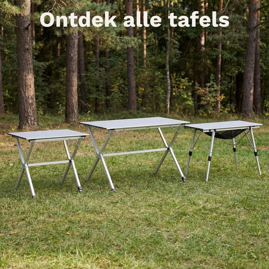 TRVLMORE Campingtafel Verstelbaar - 90x52x71cm - Inklapbare Tafel met Aluminium Frame - Lichtgewicht - Kampeertafel - Klaptafel - Zilver
