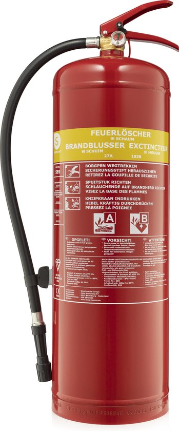 Smartwares FEX-15290 Brandblusser - 9 Liter - Schuim - Brandklasse AB - BSI Gecertificeerd
