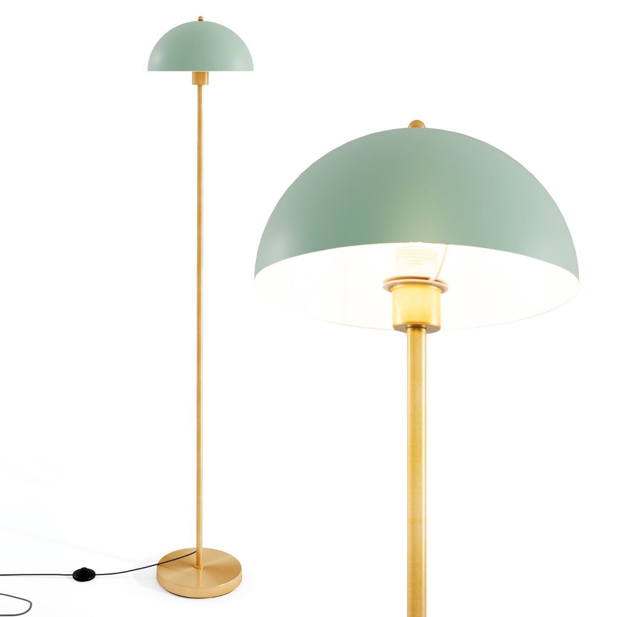 Coast Staande Lamp - verstelbare lampenkop - onbreekbare lampenkap - goud, groen en wit - 163 cm