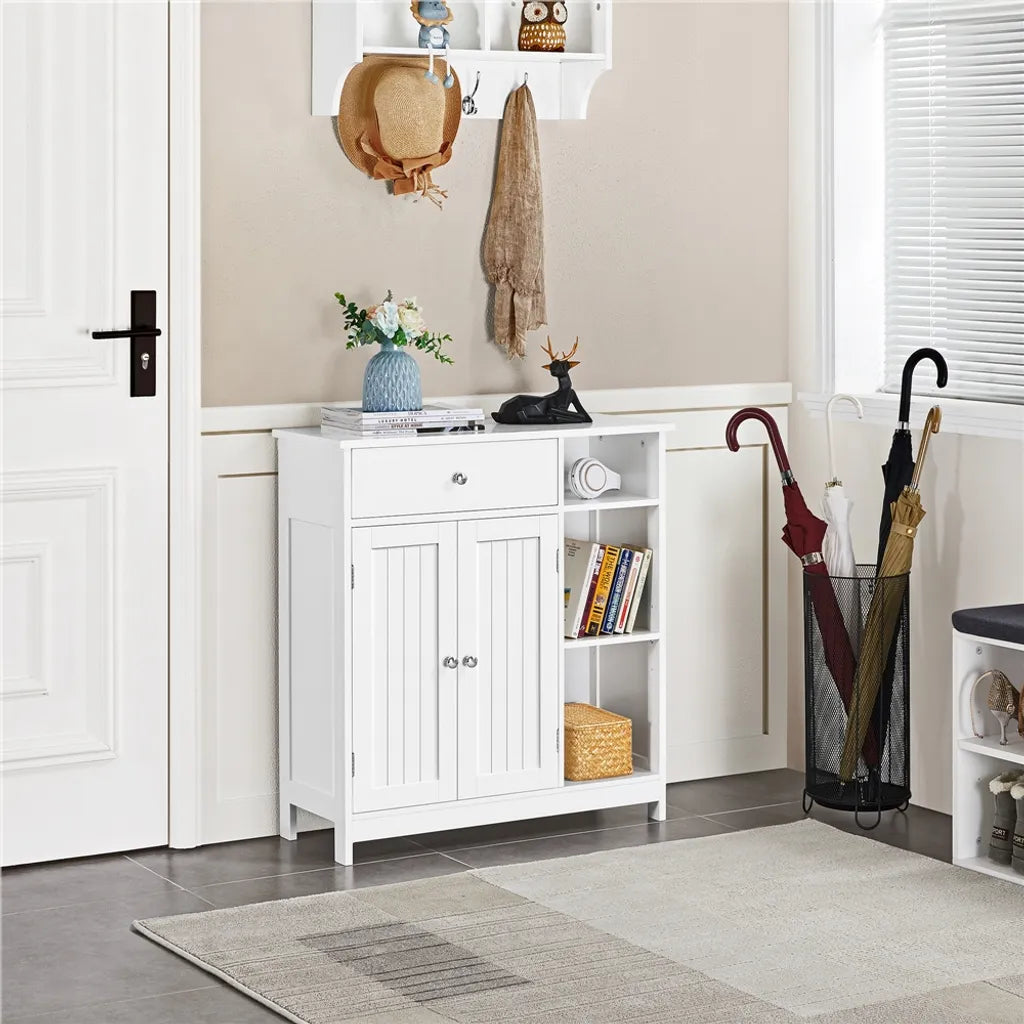 Yaheetech Badkamerkast 75 x 30 x 80 cm - Wit - Opbergkast met Lade, Deur en Verstelbare Planken