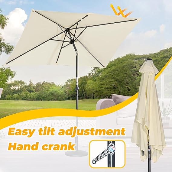 Angel Living Parasol - Kantelbaar - 140 x 210 cm - Rechthoek - Créme