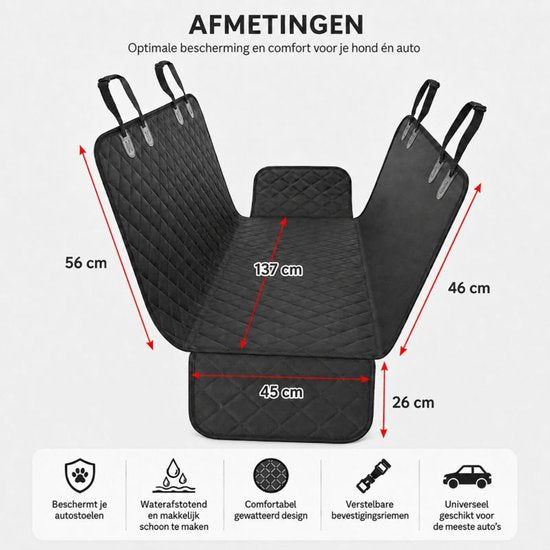 Ceruzo Hondendeken Auto - Achterbank -Kofferbak - Waterbestendig - Antislip - Zwart