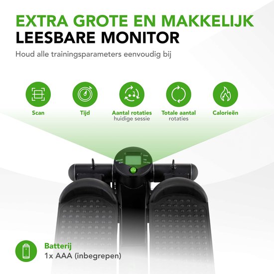 Tunturi Stepper - Stepper Fitness - Traploper - Aerobic Step - Fitness - Incl. display en Weerstandsbanden - Zwart