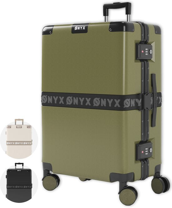 ONYX Check-in Koffer 65 Liter - Reiskoffer met TSA slot - Spinner wielen - Lichtgewicht Trolley - Aluminium sluiting - Olive groen