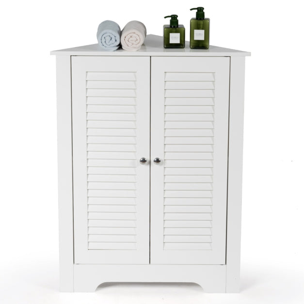 Coast Hoekkast - Lattendeur - Verstelbare plank - MDF - 63 x 32 x 81,5 cm - Wit