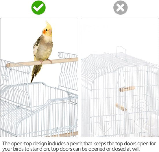 Yaheetech Vogelkooi vogelvolière dierenkooi vogelhuis voor papegaai golvenkiet ca. 46 x 36 x 92 cm wit