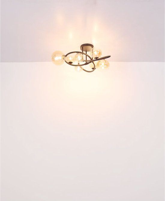 Globo - hanglamp - Tuberius - messing zwart - glas metaal - Ø 65cm - G9 - 56141-8H