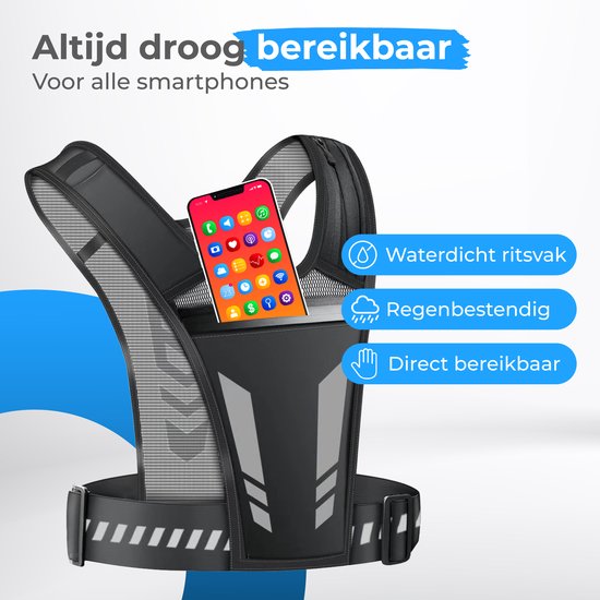 Nuvance Reflecterend Hardloopvest - Waterdicht Running Vest - Hardloop Telefoonhouder - Loopvest met Reflectieband - Lopen