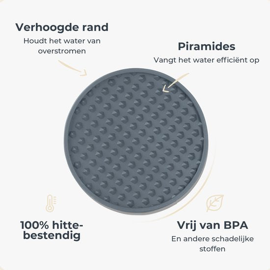 Castagnola Siliconen Onderzetters – Onderzetters voor Glazen – Design Onderzetters met Houder – Onderzettersset – Anti Slip - Set van 6 – Grijs