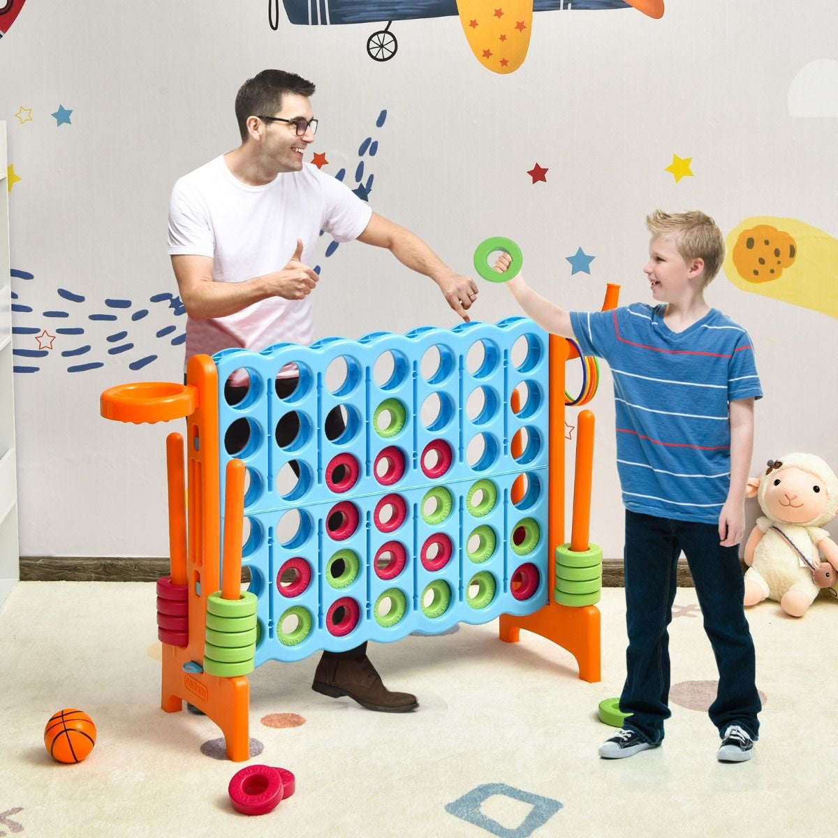 Coast Vier Op Een Rij Speelset - Extra Groot - 74 cm Hoog - Blauw/Oranje