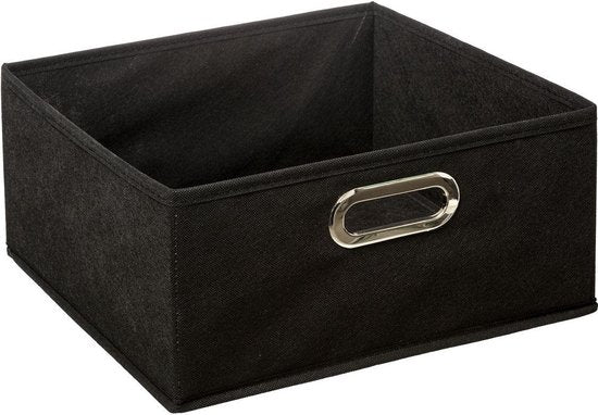 5Five Opbergmand/kastmand - zwart - linnen - 14 liter - 31 x 31 x 15 cm - Opbergbox - Vakkenkast manden