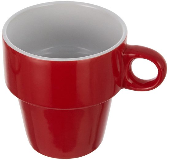 Secret de Gourmet Koffie mokken/bekers Colorama - 6x stuks in metalen rekje - Keramiek - glans afwerking - 260 ml - 8 x 9 cm