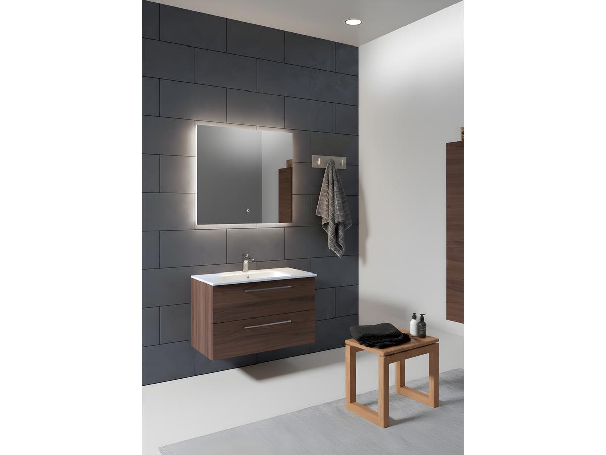 Kame Gama wastafel - Brown Oak - exc;usief Spiegel - 80 cm