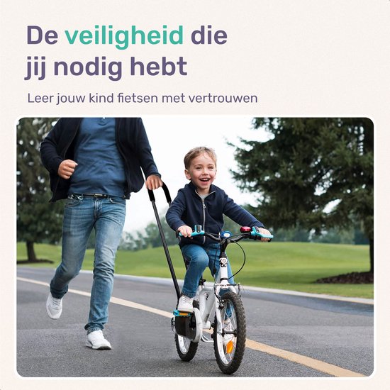 Duwstang voor kinderfiets - Universeel - Zwart - Fietstrainer - Fietsbeugel - Geschikt voor loopfiets, driewieler en peuterfiets
