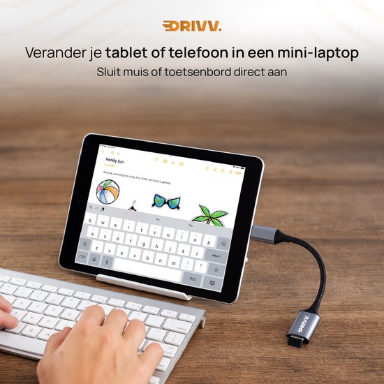 Drivv. USB C naar USB A OTG Adapter - USB C naar USB converter - USB C Adapter - Laptop - Telefoon - Grijs