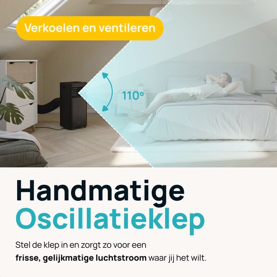 MOA Mobiele Airco - 9.000 BTU - 3-in-1 - Met Afstandbediening - Tot 30m² - Airconditioner met Ontvochtigingsfunctie - Raamafdichtingskit - Zwart