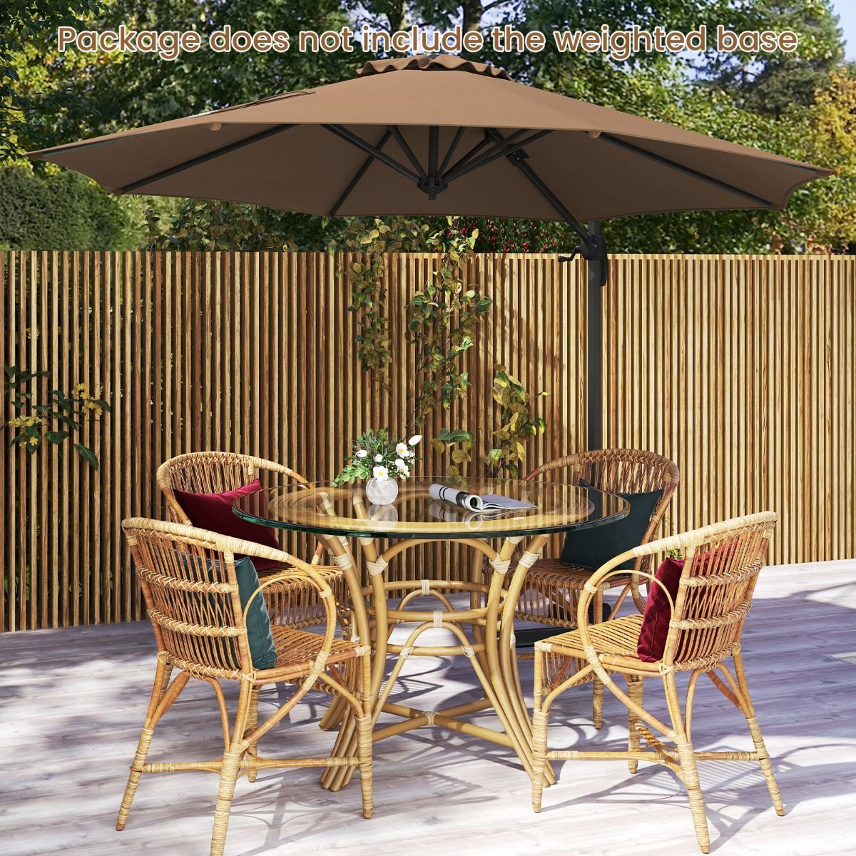 Coast Ronde Zweefparasol - 5-voudig verstelbaar - 360° draaibaar - aluminium paal - 308 x 248 cm - bruin