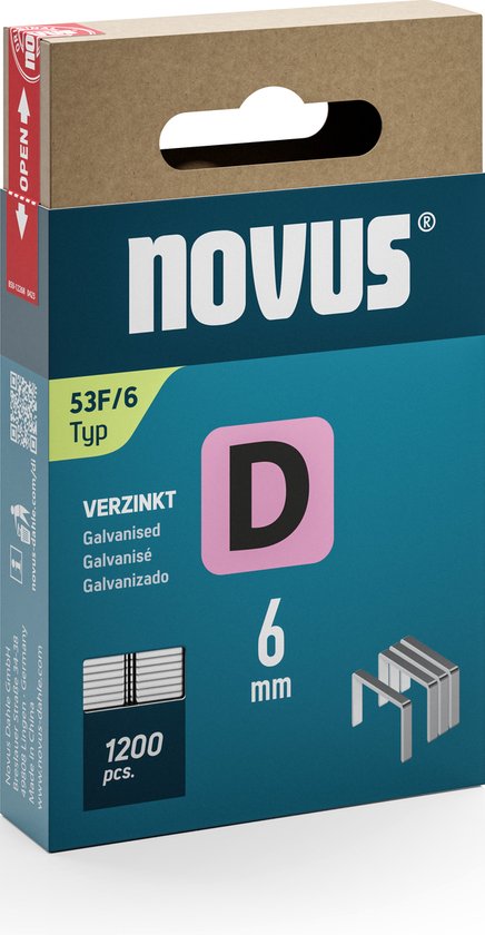 Novus Tools 042-0788 Nieten met plat draad Type 53F 1200 stuk(s) Afm. (l x b) 6 mm x 11.3 mm