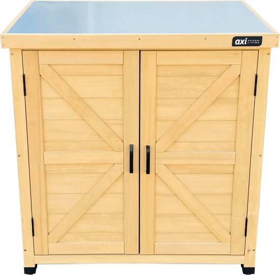 AXI Felix houten opbergkast – Tuinkast van FSC Hout - Magnetisch sluitsysteem - Verstelbare poten - 80x45x93cm - Bruin