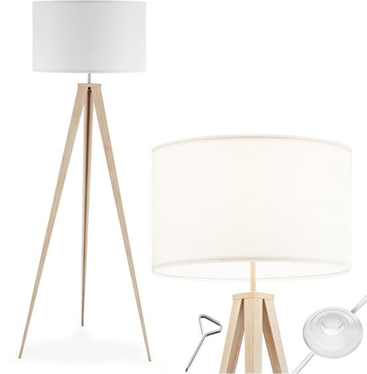 tectake Lunaris Vloerlamp – Driepoot – Linnenlook Lampenkap – E27 – 158 cm