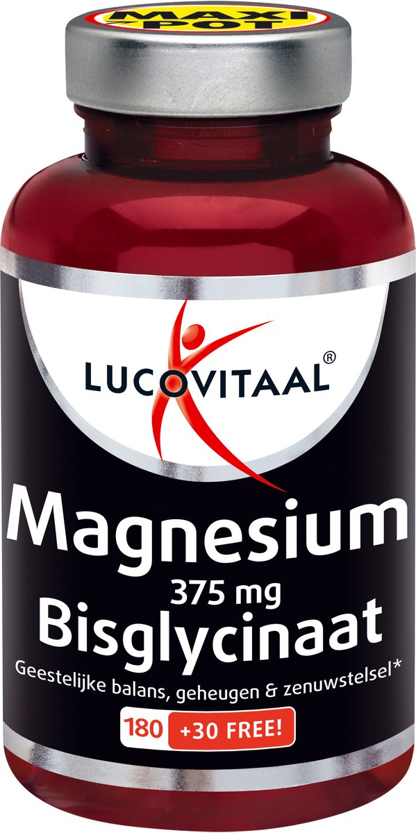 Lucovitaal Magnesium Bisglycinaat 375mg - 210 Tabletten - Voedingssupplement - Magnesium - Energie, Zenuwstelsel & Vermoeidheid